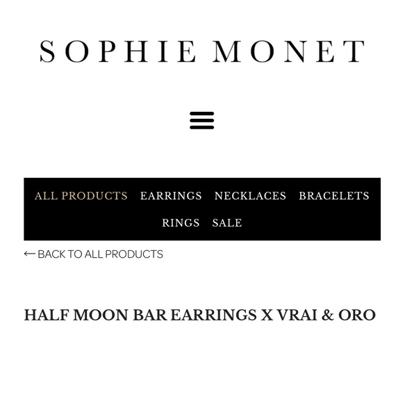 Sophie Monet Earrings - HALF MOON BAR EARRINGS X VRAI & ORO - Picture 2 of 8